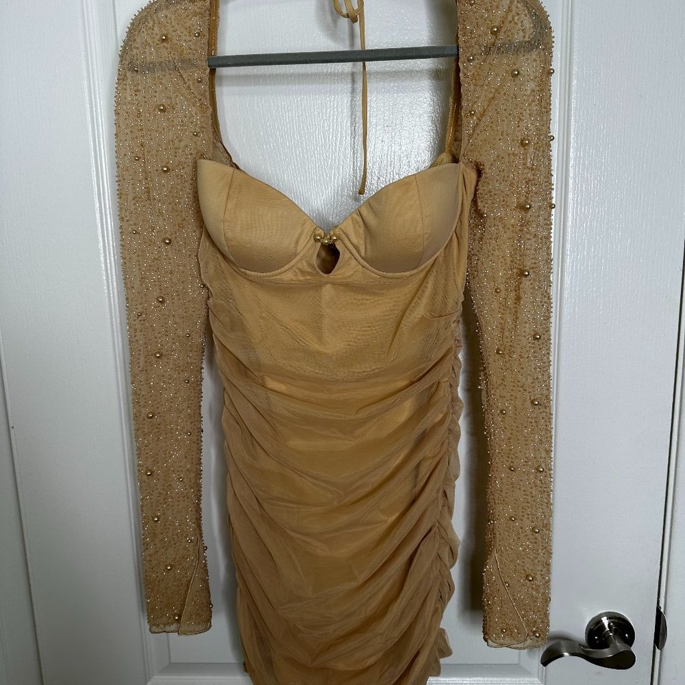 Gold Embellished Oh Polly Mesh Dress - Worn only Once